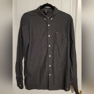 Volcom men's gray button-up shirt modern fit Large EUC